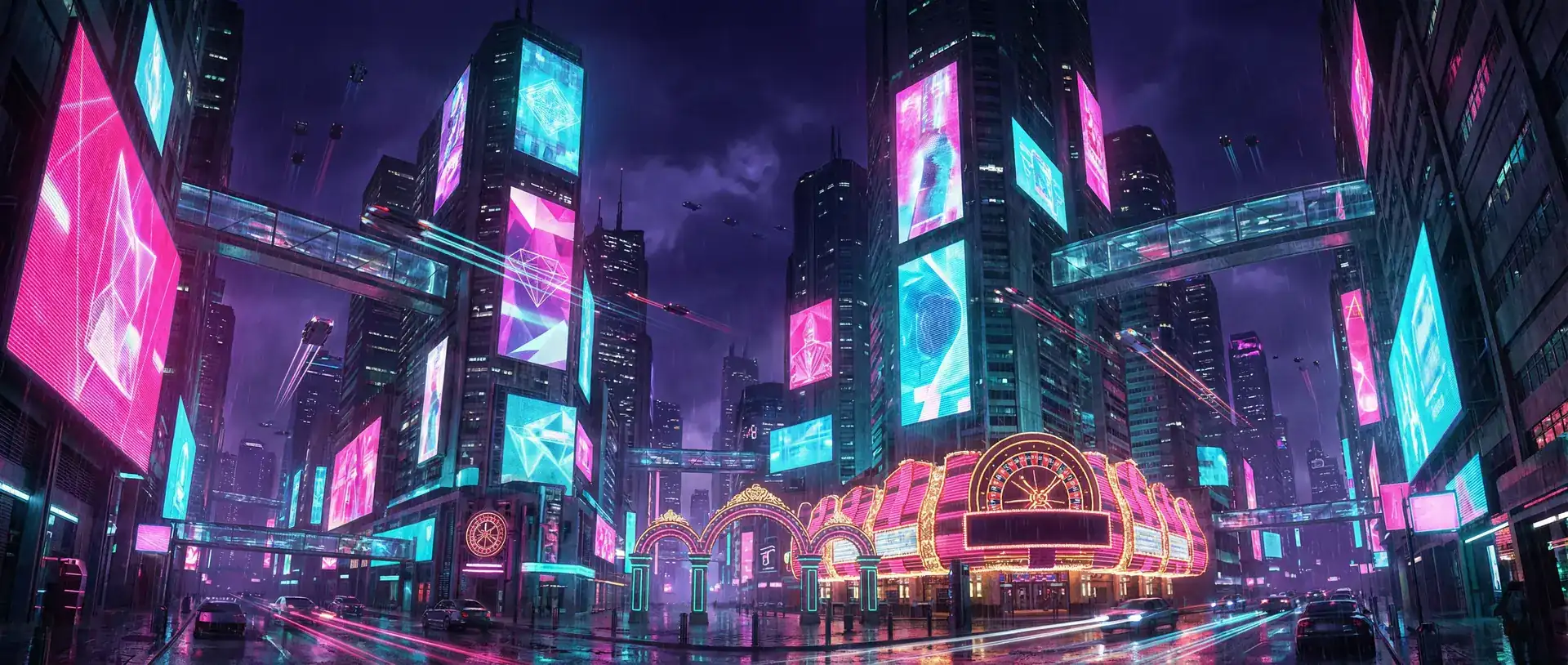 leihuo雷火电竞 赛博朋克霓虹复古都市夜景